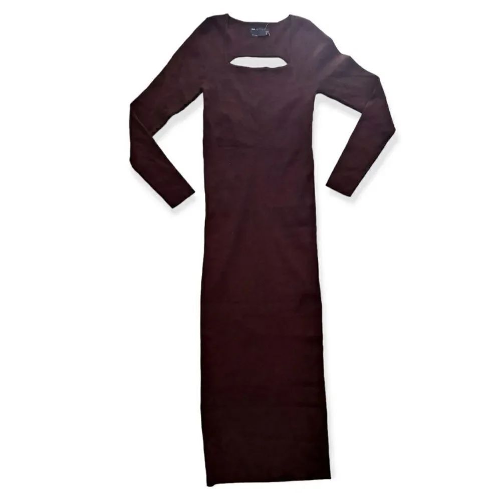 ASOS Design Knitted Midi Bodycon Dress with Open Back Brown 8